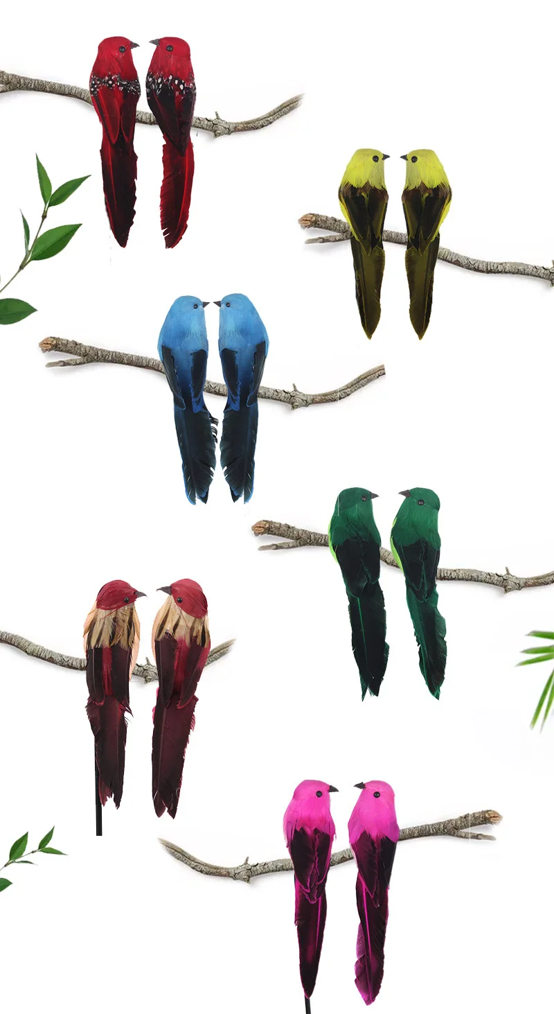 Artificial Birds Fake Foam Animal Simulation Feather Bird for Wreath Craft Christmas Tree Decoration Garden Home Party Ornaments