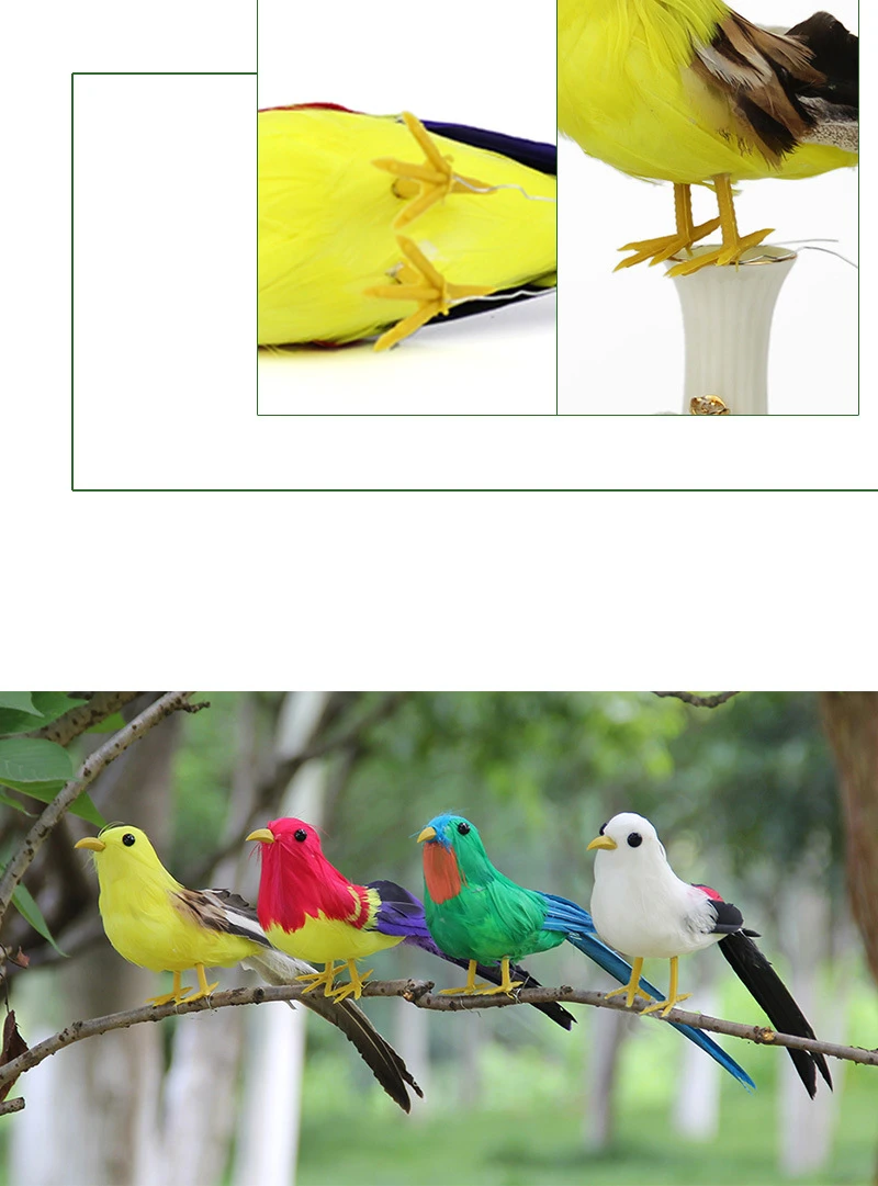 Artificial Birds Fake Foam Animal Simulation Feather Bird for Wreath Craft Christmas Tree Decoration Garden Home Party Ornaments