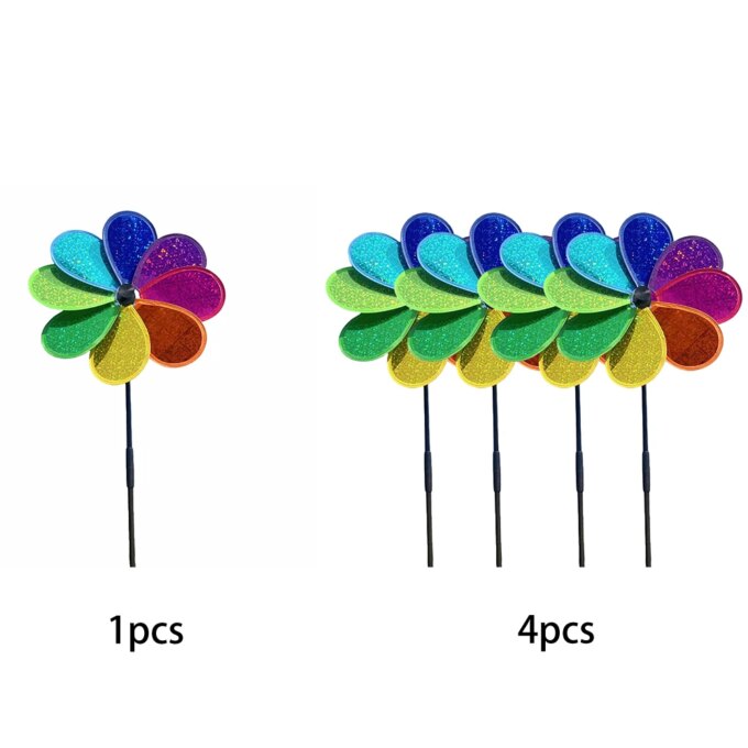 Flower Lawn Pinwheel Sparkly Garden Windmill Colorful Rainbow for Garden Party Outdoor Yard Decor - Image 5