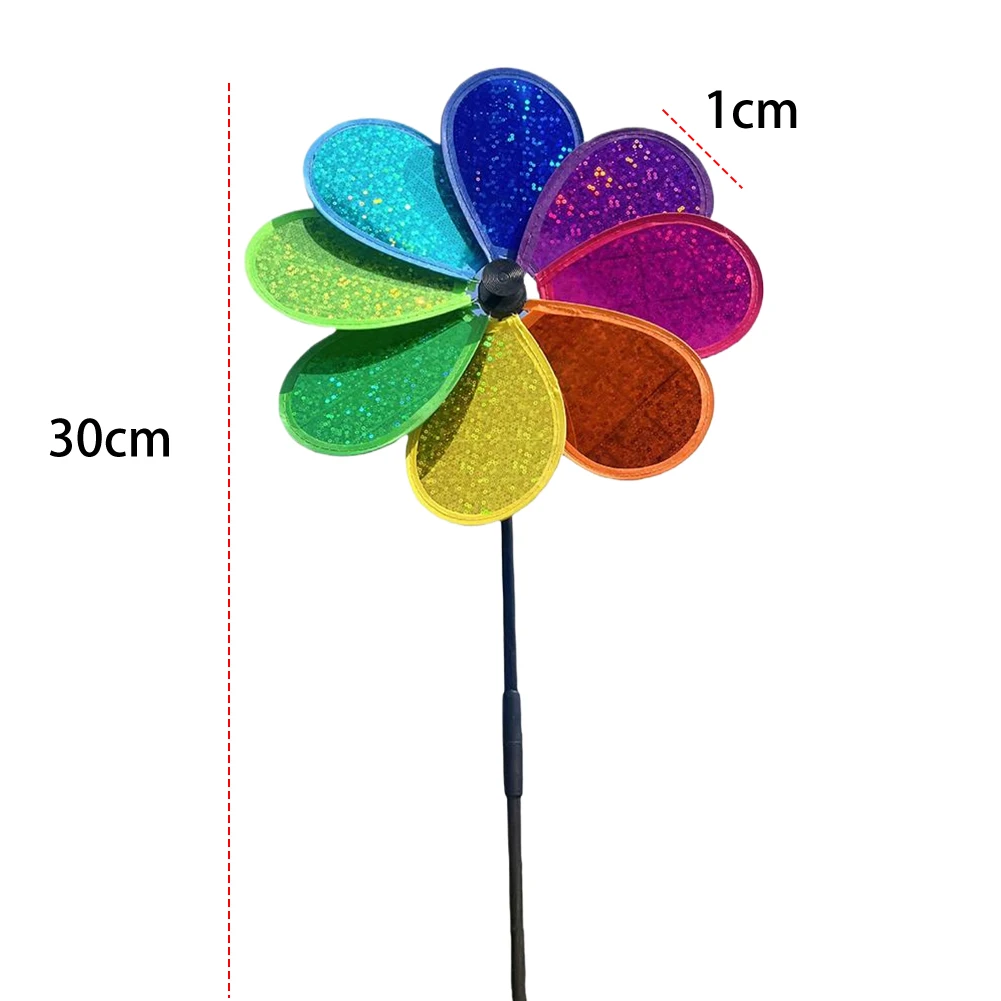 Flower Lawn Pinwheel Sparkly Garden Windmill Colorful Rainbow for Garden Party Outdoor Yard Decor