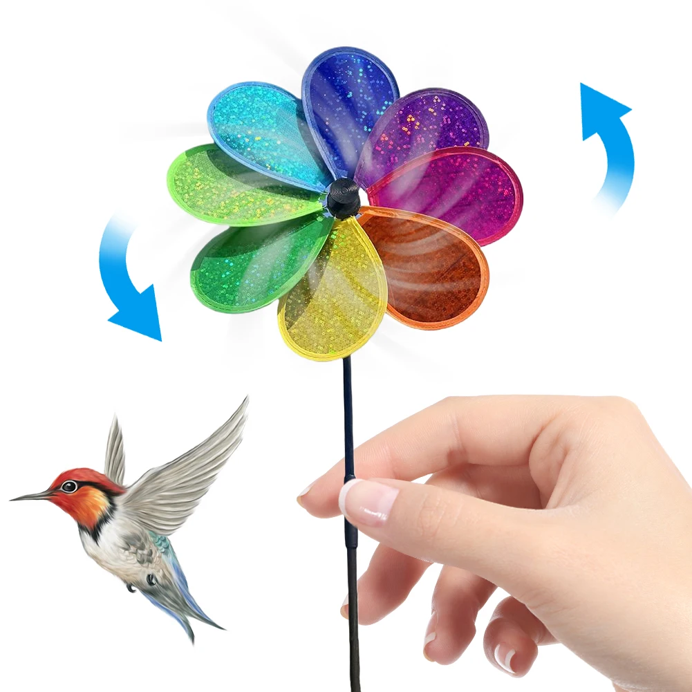 Flower Lawn Pinwheel Sparkly Garden Windmill Colorful Rainbow for Garden Party Outdoor Yard Decor