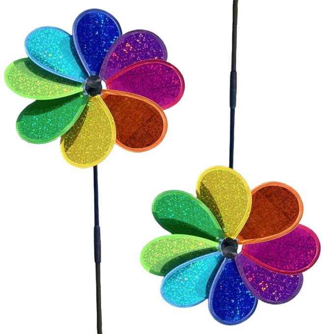 Flower Lawn Pinwheel Sparkly Garden Windmill Colorful Rainbow for Garden Party Outdoor Yard Decor