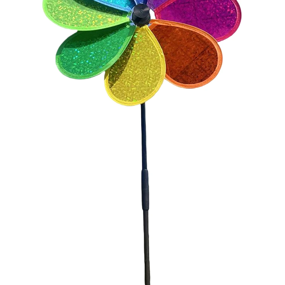 Flower Lawn Pinwheel Sparkly Garden Windmill Colorful Rainbow for Garden Party Outdoor Yard Decor