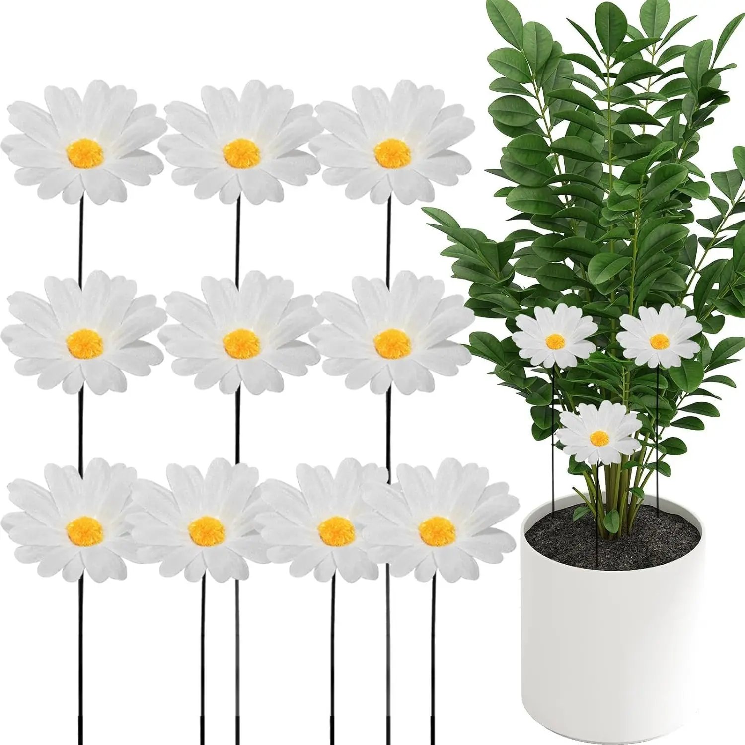 10 Pcs Sunflower Lawn Pile Plugin Flower Garden Stakes Decoration Cute Portable Sunflower Garden Decor for Outdoor Yard Ornament