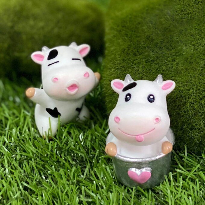 8 Pcs Cow Figurines Resin Dairy Cows Miniature Animal Statues Garden Decor Lawn naments Cartoon Crafts Sculptures Home Decor - Image 2