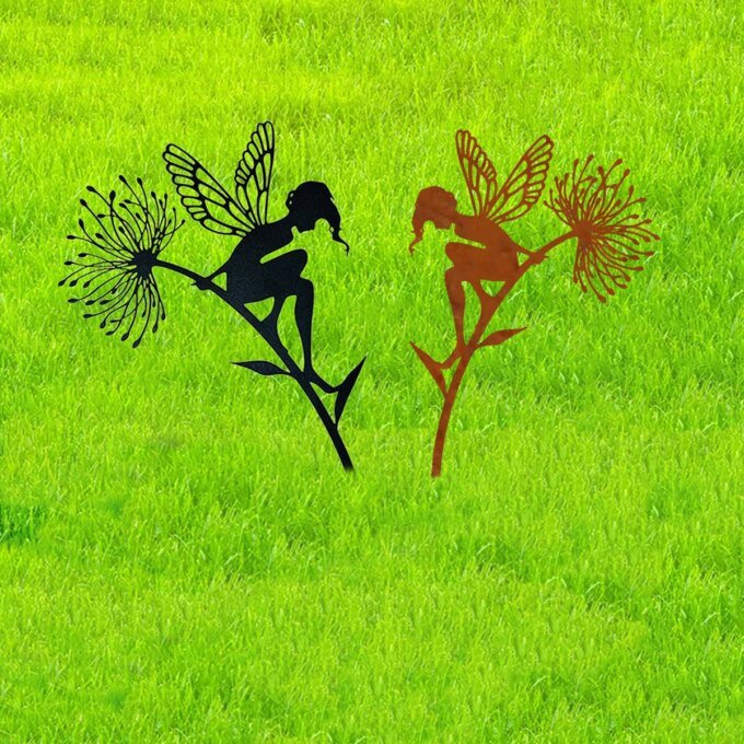 1Pc Metal Creative Courtyard Decorative Pile, Courtyard Logo Decoration, Fairy Decorative Pile, Ideal for Flower Pots, Grass, Lawns, Outdoor Garden Courtyard Decorations