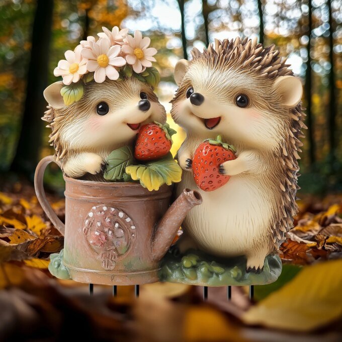 1 PC Creative cute strawberry hedgehog garden decoration, 2D flat acrylic decorative ground insert with classic spring elements. - Image 4