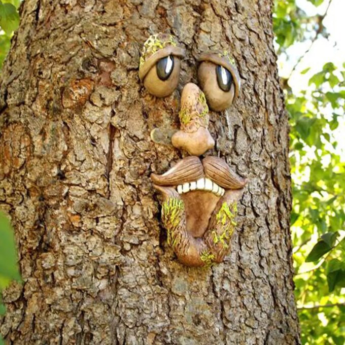 Bark Ghost Face Facial Features Old Man Tree Decorat Yard Art Decorations Monsters Sculpture Outdoor DIY Halloween Ornaments - Image 2
