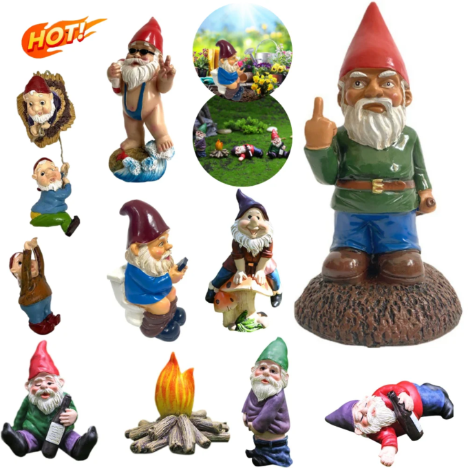 Micro Middle Finger Gnome Statue 3D Drunk Gnome Statue Mini Resin Doll Garden Decoration Resin Garden Figurines Garden Gnomes