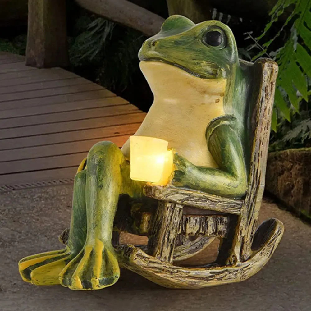 Frog Garden Statue Outdoor Lights Solar Garden Frog Decor Resin Frog Figurine Housewarming Gift for Patio Yard Lawn Ornament Frog Garden Statue Outdoor Lights Solar Garden Frog Decor Resin Frog Figurine Housewarming Gift for Patio Yard Lawn Ornament