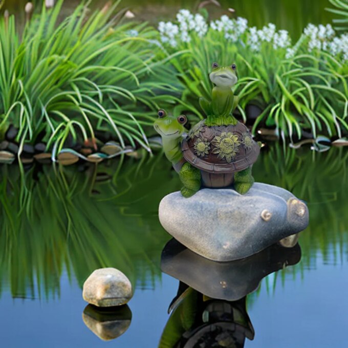 Cute Turtle And Frogs Sculpture Resin Home Garden Decoration Ornaments Animal Statue For Party Room Garden Decor Funny Gift - Image 2