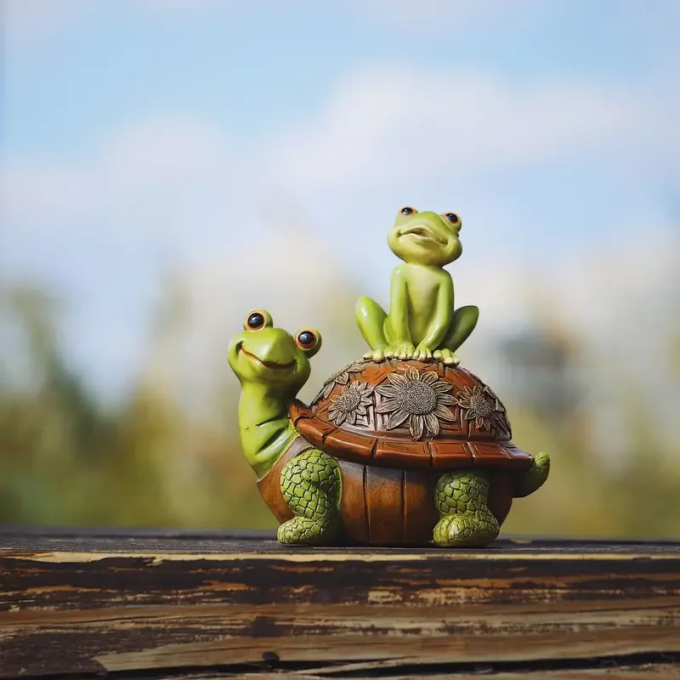 Cute Turtle And Frogs Sculpture Resin Home Garden Decoration Ornaments Animal Statue For Party Room Garden Decor Funny Gift - Image 6
