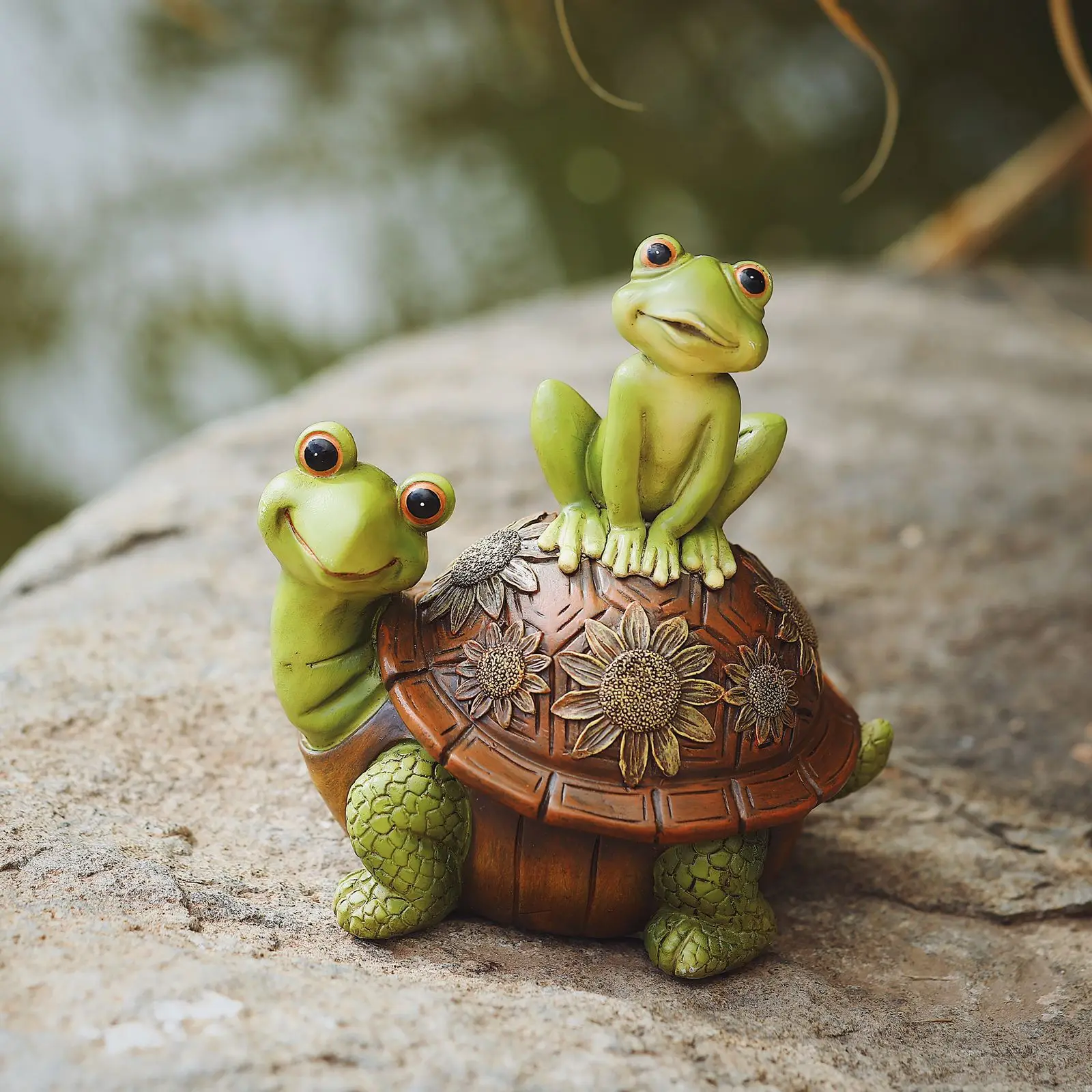 Cute Turtle And Frogs Sculpture Resin Home Garden Decoration Ornaments Animal Statue For Party Room Garden Decor Funny Gift
