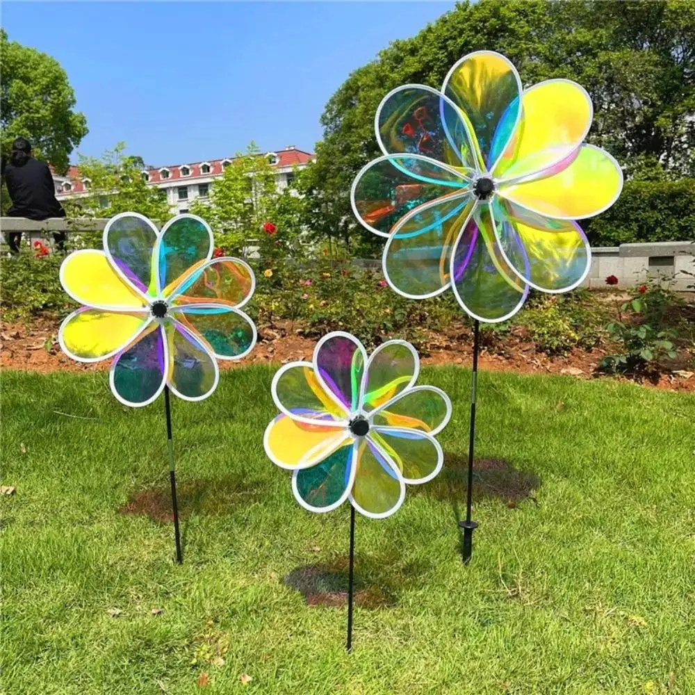 Color Bird Repelling Windmill Outdoor Grounding Mounted Reflective Changing Windmill Wind Spinner Kindergarten Children's Toys Color Bird Repelling Windmill Outdoor Grounding Mounted Reflective Changing Windmill Wind Spinner Kindergarten Children's Toys