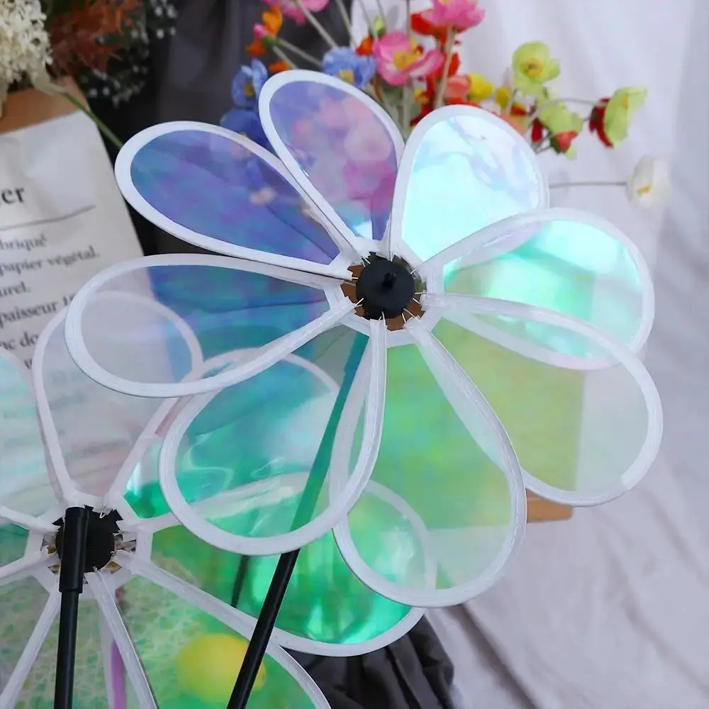 Color Bird Repelling Windmill Outdoor Grounding Mounted Reflective Changing Windmill Wind Spinner Kindergarten Children's Toys Color Bird Repelling Windmill Outdoor Grounding Mounted Reflective Changing Windmill Wind Spinner Kindergarten Children's Toys
