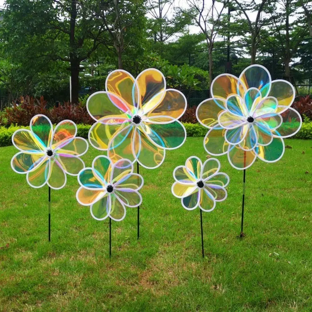 Color Bird Repelling Windmill Outdoor Grounding Mounted Reflective Changing Windmill Wind Spinner Kindergarten Children's Toys Color Bird Repelling Windmill Outdoor Grounding Mounted Reflective Changing Windmill Wind Spinner Kindergarten Children's Toys