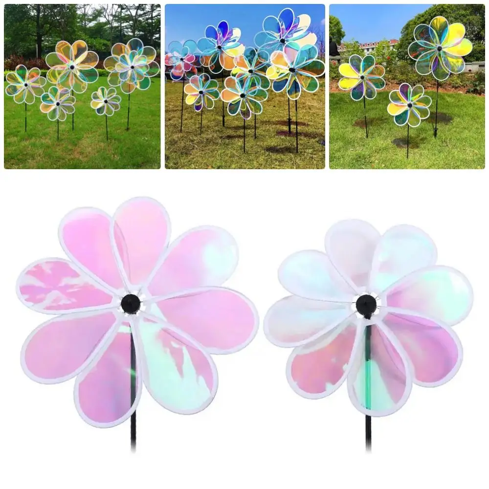 Color Bird Repelling Windmill Outdoor Grounding Mounted Reflective Changing Windmill Wind Spinner Kindergarten Children's Toys Color Bird Repelling Windmill Outdoor Grounding Mounted Reflective Changing Windmill Wind Spinner Kindergarten Children's Toys