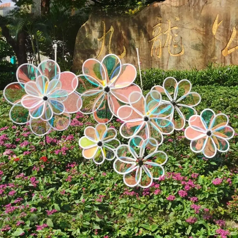 Color Bird Repelling Windmill Outdoor Grounding Mounted Reflective Changing Windmill Wind Spinner Kindergarten Children's Toys Color Bird Repelling Windmill Outdoor Grounding Mounted Reflective Changing Windmill Wind Spinner Kindergarten Children's Toys