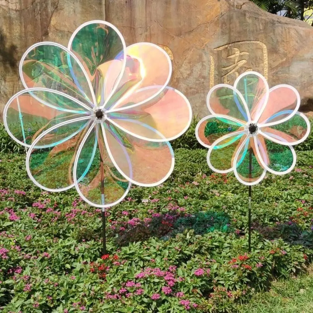 Color Bird Repelling Windmill Outdoor Grounding Mounted Reflective Changing Windmill Wind Spinner Kindergarten Children's Toys Color Bird Repelling Windmill Outdoor Grounding Mounted Reflective Changing Windmill Wind Spinner Kindergarten Children's Toys