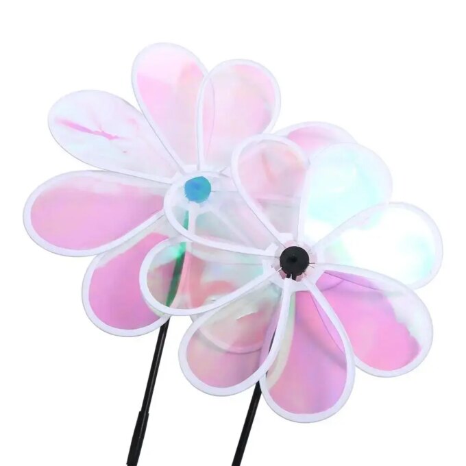 Color Bird Repelling Windmill Outdoor Grounding Mounted Reflective Changing Windmill Wind Spinner Kindergarten Children's Toys - Image 6