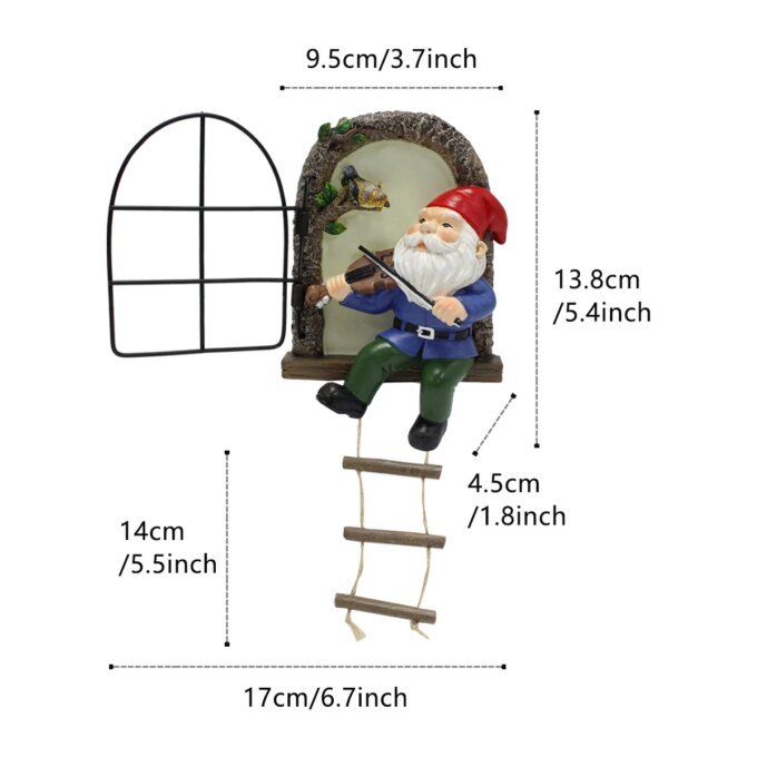 1 resin handicraft hanging from a dwarf playing piano tree, iron window, hanging tree, decorating courtyard tree trunks, hanging - Image 6