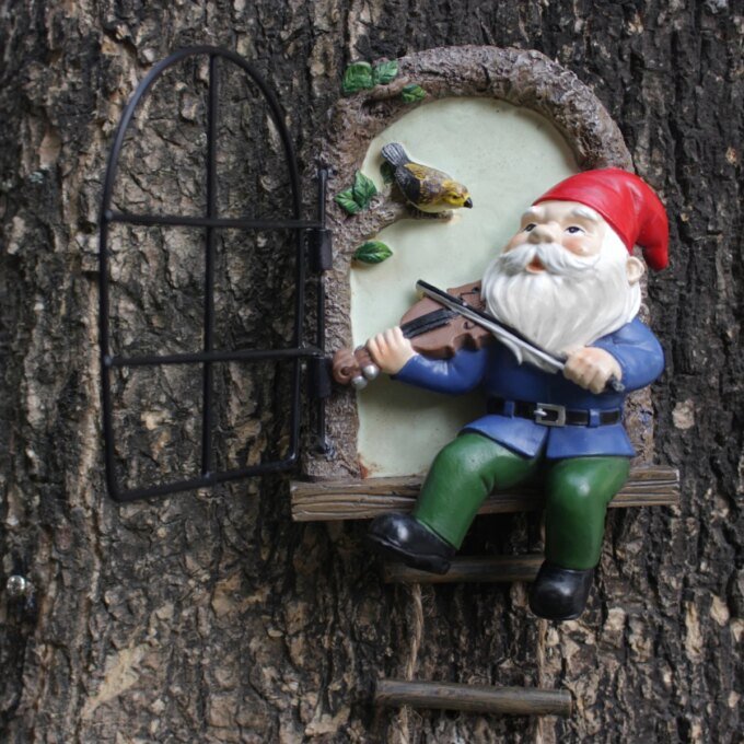 1 resin handicraft hanging from a dwarf playing piano tree, iron window, hanging tree, decorating courtyard tree trunks, hanging - Image 5