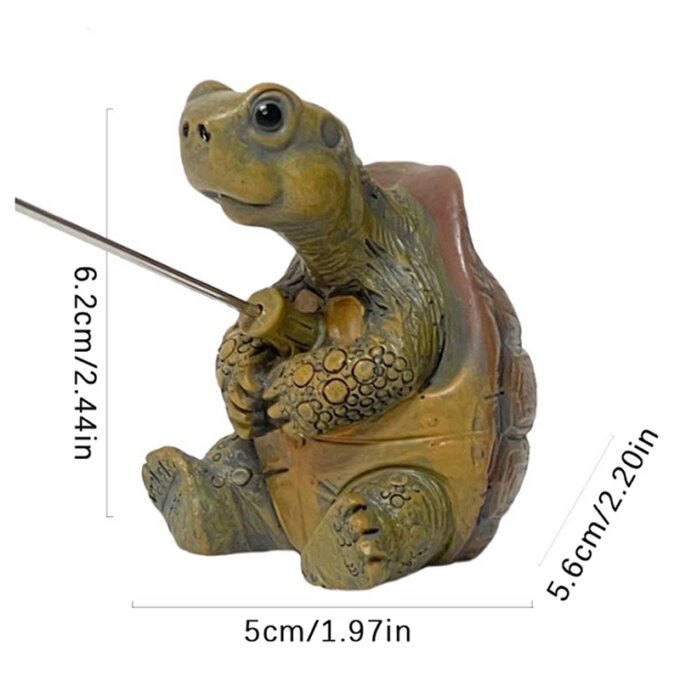 Creative Rope Fishing Turtle Statue Cute Simulation Turtle Resin Figurine Animal Sculpture Ornament Outdoor Home Garden Decor - Image 6