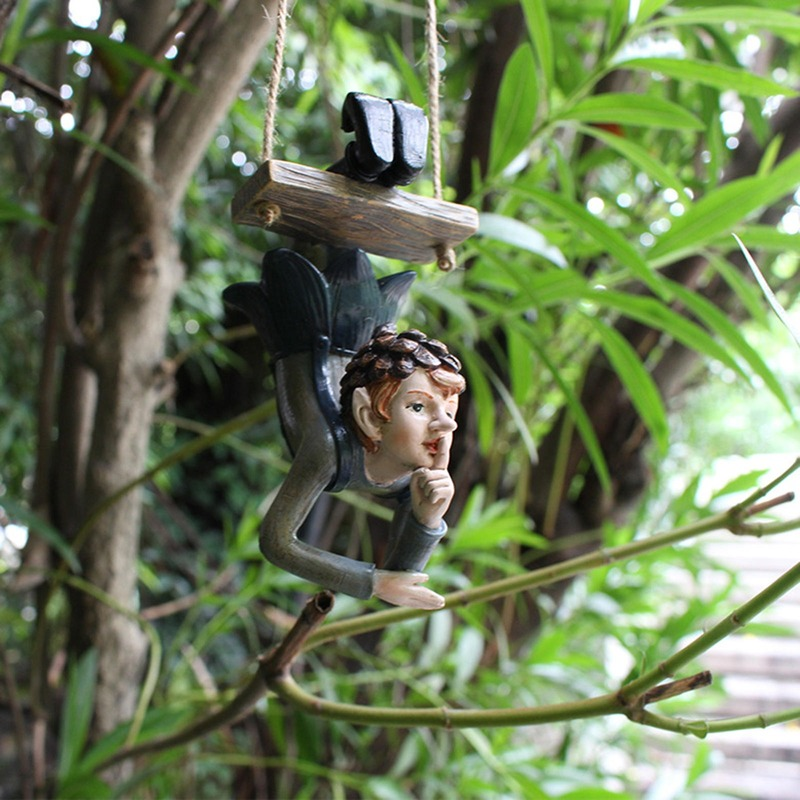 Garden Hanging Elf Ornaments Home Decor Elf Figurine for Patio Fence Yard Tree Holiday