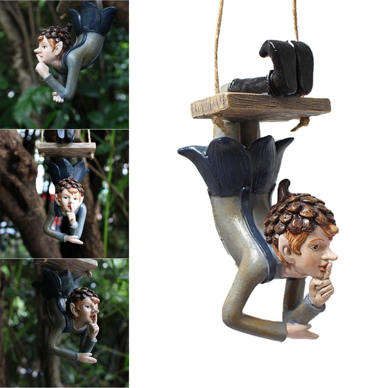 Garden Hanging Elf Ornaments Home Decor Elf Figurine for Patio Fence Yard Tree Holiday