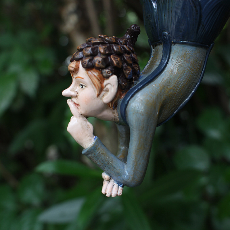 Garden Hanging Elf Ornaments Home Decor Elf Figurine for Patio Fence Yard Tree Holiday