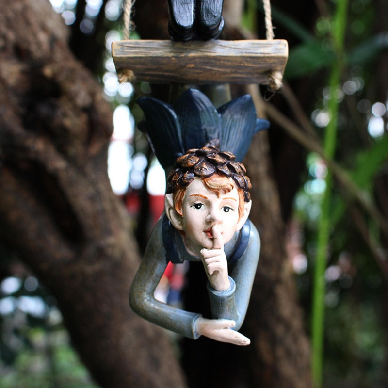 Garden Hanging Elf Ornaments Home Decor Elf Figurine for Patio Fence Yard Tree Holiday