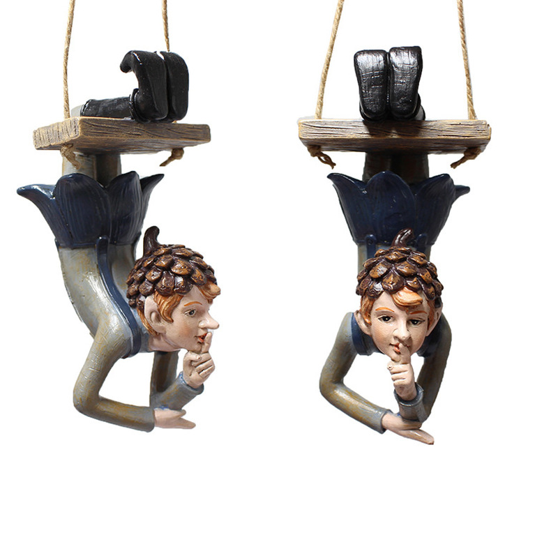 Garden Hanging Elf Ornaments Home Decor Elf Figurine for Patio Fence Yard Tree Holiday
