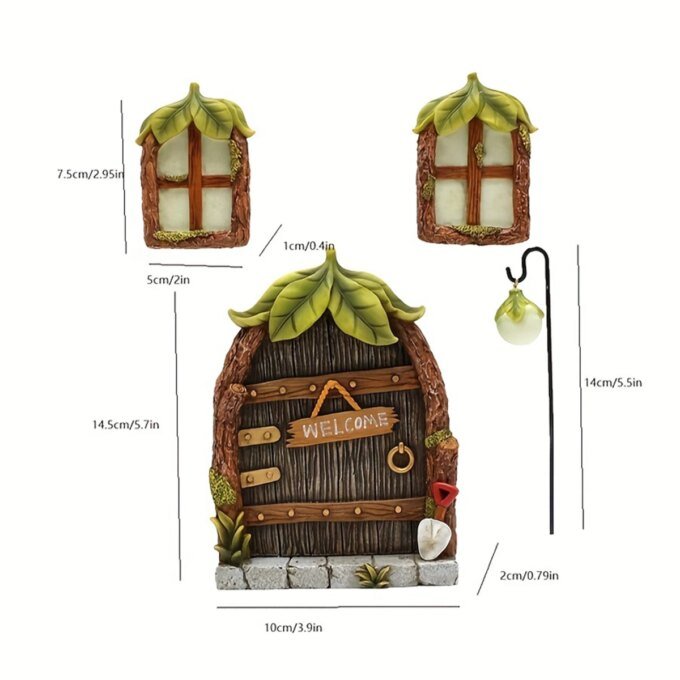 1 set of resin leaf fluorescent doors and windows, creative micro landscape, large tree decoration, tree hanging, palace decorat - Image 6