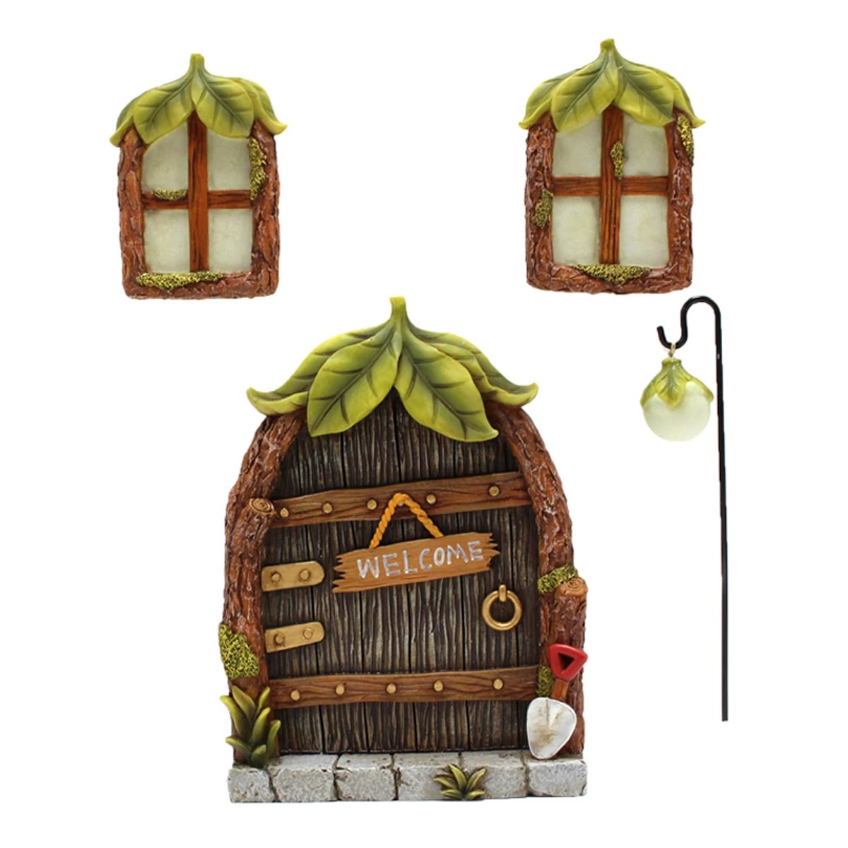 1 set of resin leaf fluorescent doors and windows, creative micro landscape, large tree decoration, tree hanging, palace decorat