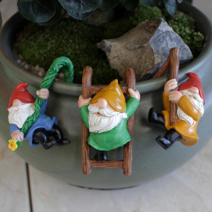 3pcs Cute Resin Gnome Pendant for Hanging Cup, Flower Pot, and Home Decor,Flower Pot Landscape Decoration, Outdoor Garden Decora - Image 2