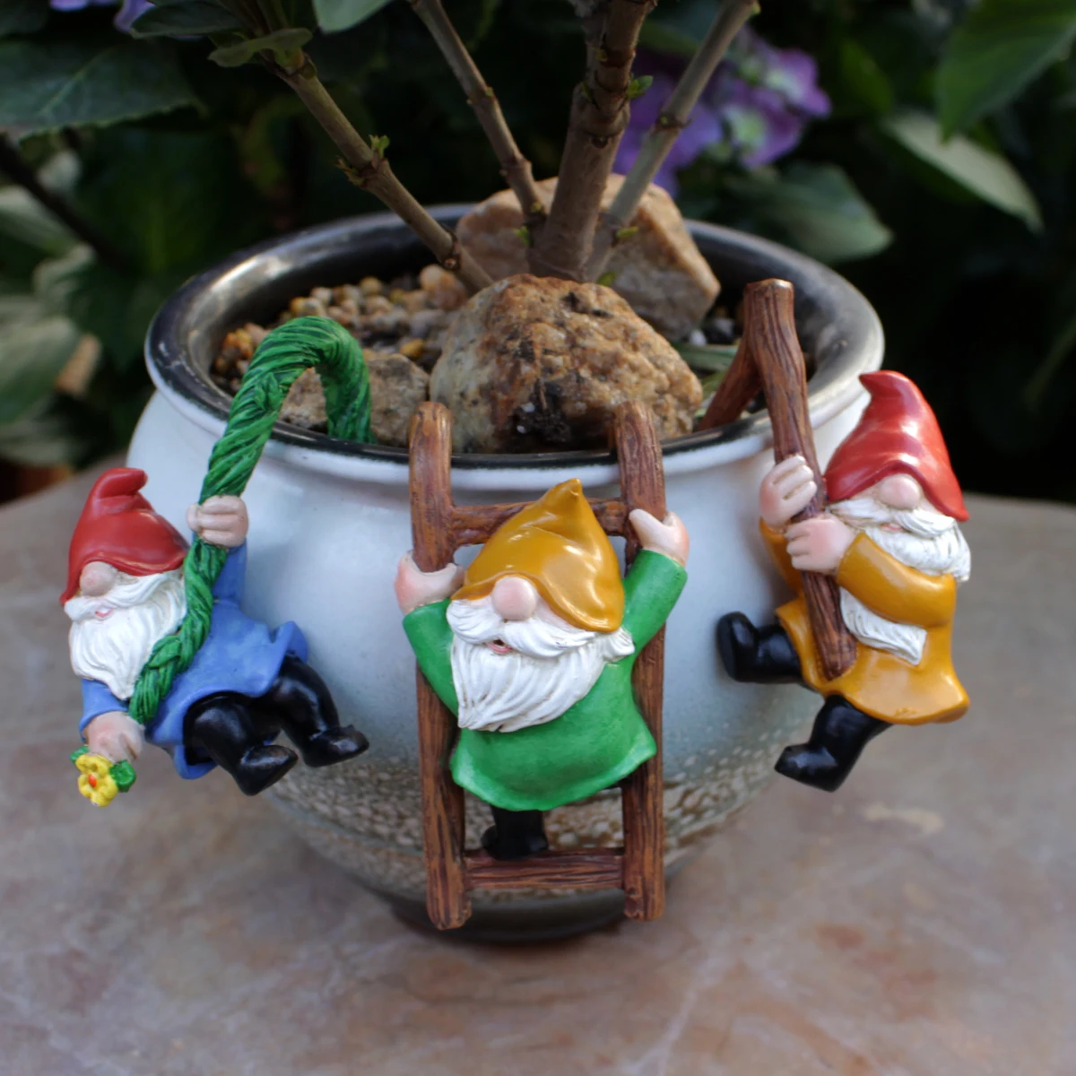 3pcs Cute Resin Gnome Pendant for Hanging Cup, Flower Pot, and Home Decor,Flower Pot Landscape Decoration, Outdoor Garden Decora