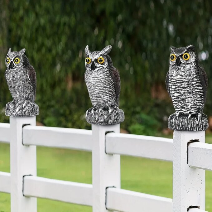 Realistic Plastic Owl Decoy Large Size Scare Birds Away Pest Control Garden Decoration New Bird Deterrent Fake Owl Scarecrow - Image 3