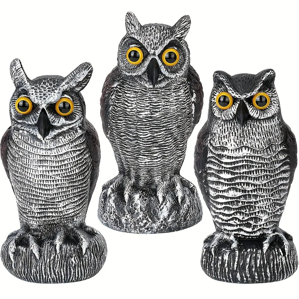 Realistic Plastic Owl Decoy Large Size Scare Birds Away Pest Control Garden Decoration New Bird Deterrent Fake Owl Scarecrow