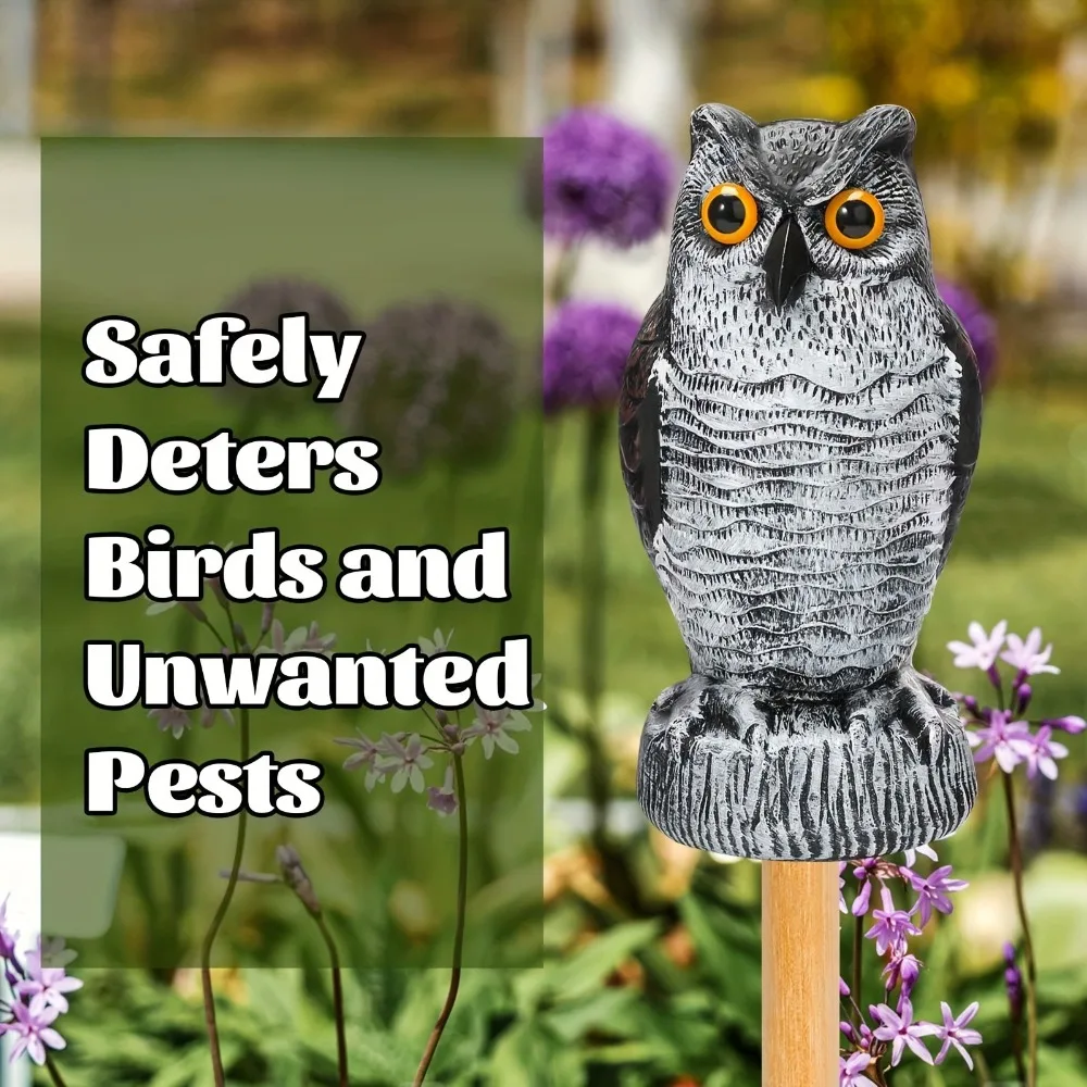 Realistic Plastic Owl Decoy Large Size Scare Birds Away Pest Control Garden Decoration New Bird Deterrent Fake Owl Scarecrow