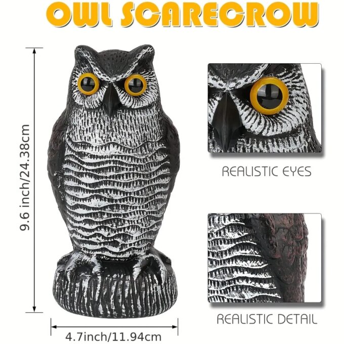 Realistic Plastic Owl Decoy Large Size Scare Birds Away Pest Control Garden Decoration New Bird Deterrent Fake Owl Scarecrow - Image 5