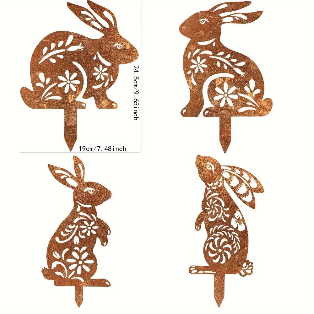 Rustic Metal Rabbit Garden Stake Rusty Finish Perfect for Outdoor Decor Backyard Patio Farm Rustic Metal Rabbit Garden Stake Rusty Finish Perfect for Outdoor Decor Backyard Patio Farm