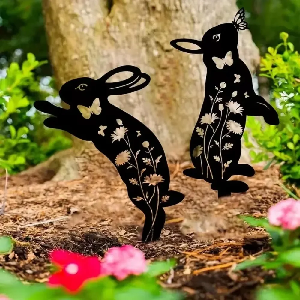 Metal Garden Stakes - Bunny, Butterfly, and Bird Silhouettes for Elegant Outdoor Decor and Garden Animal Statues