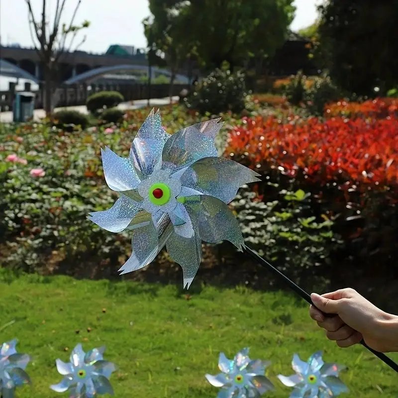 1pcs Bird Repeller Pinwheels Reflective Sparkly Scarecrow Pinwheel Windmill Spinner for Garden Lawn Yard Decor Keep Birds Away