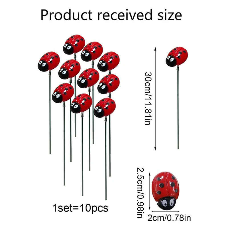 10PCS Bunch of Insect ladybug Multichamber Stakes Colorful  Flower Pots Garden Yard Plant Decorations