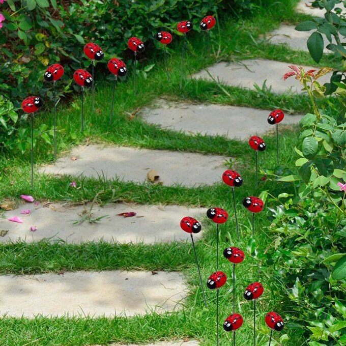 10PCS Bunch of Insect ladybug Multichamber Stakes Colorful  Flower Pots Garden Yard Plant Decorations - Image 2