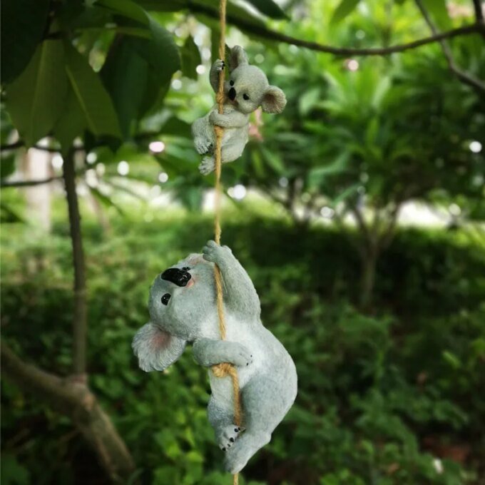 1pc Adorable  Resin Swing Koala Bear Figurine - Perfect forFairy Garden Decoration and Outdoor Tree Hanging Decor! - Image 5