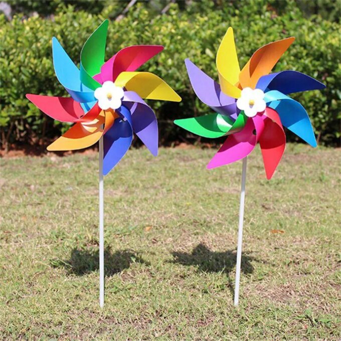 1Pcs Plastic 11in X 6.30in Garden Yard Party Outdoor Windmill Wind Spinner Ornament Decoration Kids Toys Handmade Craft Gifts - Image 2