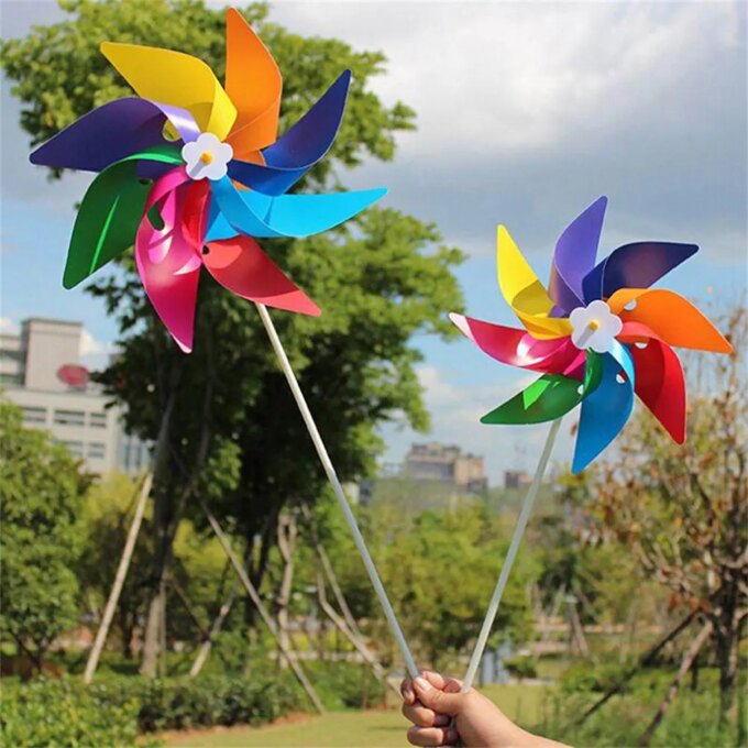 1Pcs Plastic 11in X 6.30in Garden Yard Party Outdoor Windmill Wind Spinner Ornament Decoration Kids Toys Handmade Craft Gifts
