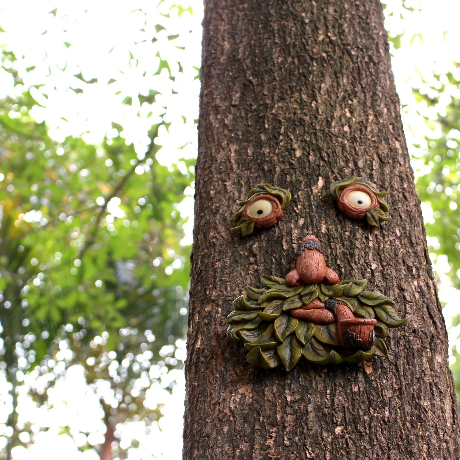 1pc Old Man Tree Hugger Garden Patio Outdoor Tree Sculpture Face Funny Garden Tree Old Fashioned Whimsical Face Decor，Pipe shape