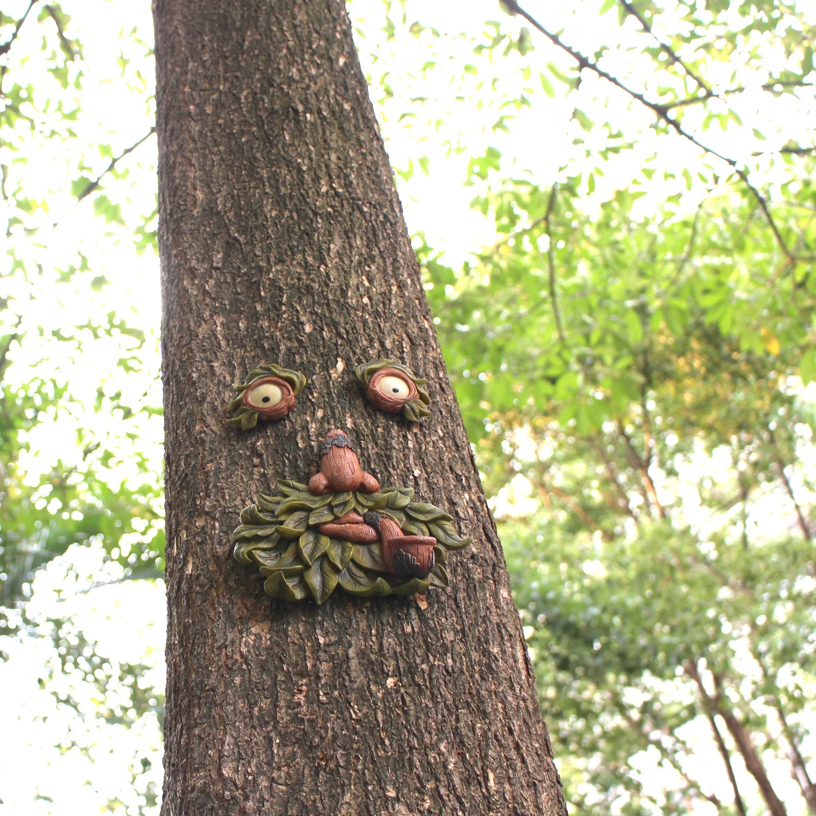 1pc Old Man Tree Hugger Garden Patio Outdoor Tree Sculpture Face Funny Garden Tree Old Fashioned Whimsical Face Decor，Pipe shape